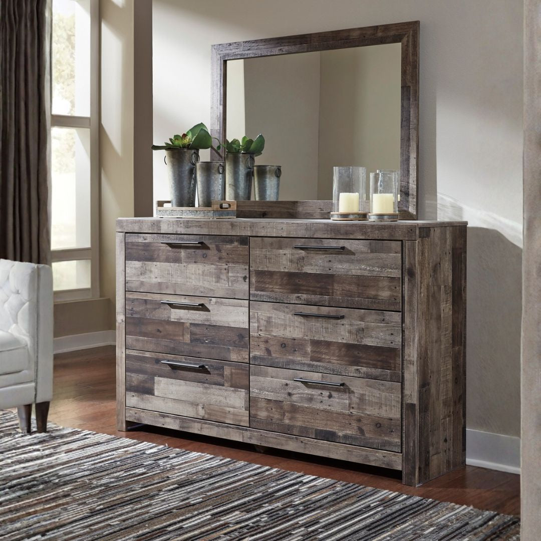 Derekson Dresser and Mirror - Multi Gray