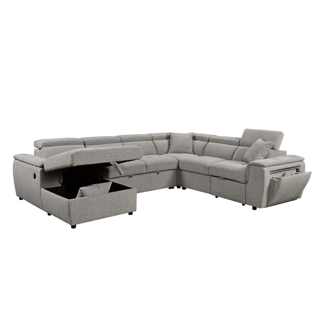 Grove 4 Piece Sectional w/ Dual Pull-Out Sleeper - Grey