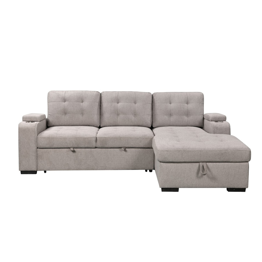Percy 2 Piece Sectional w/ Pull-Out Sleeper - Grey