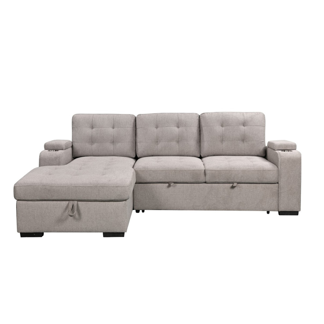 Percy 2 Piece Sectional w/ Pull-Out Sleeper - Grey