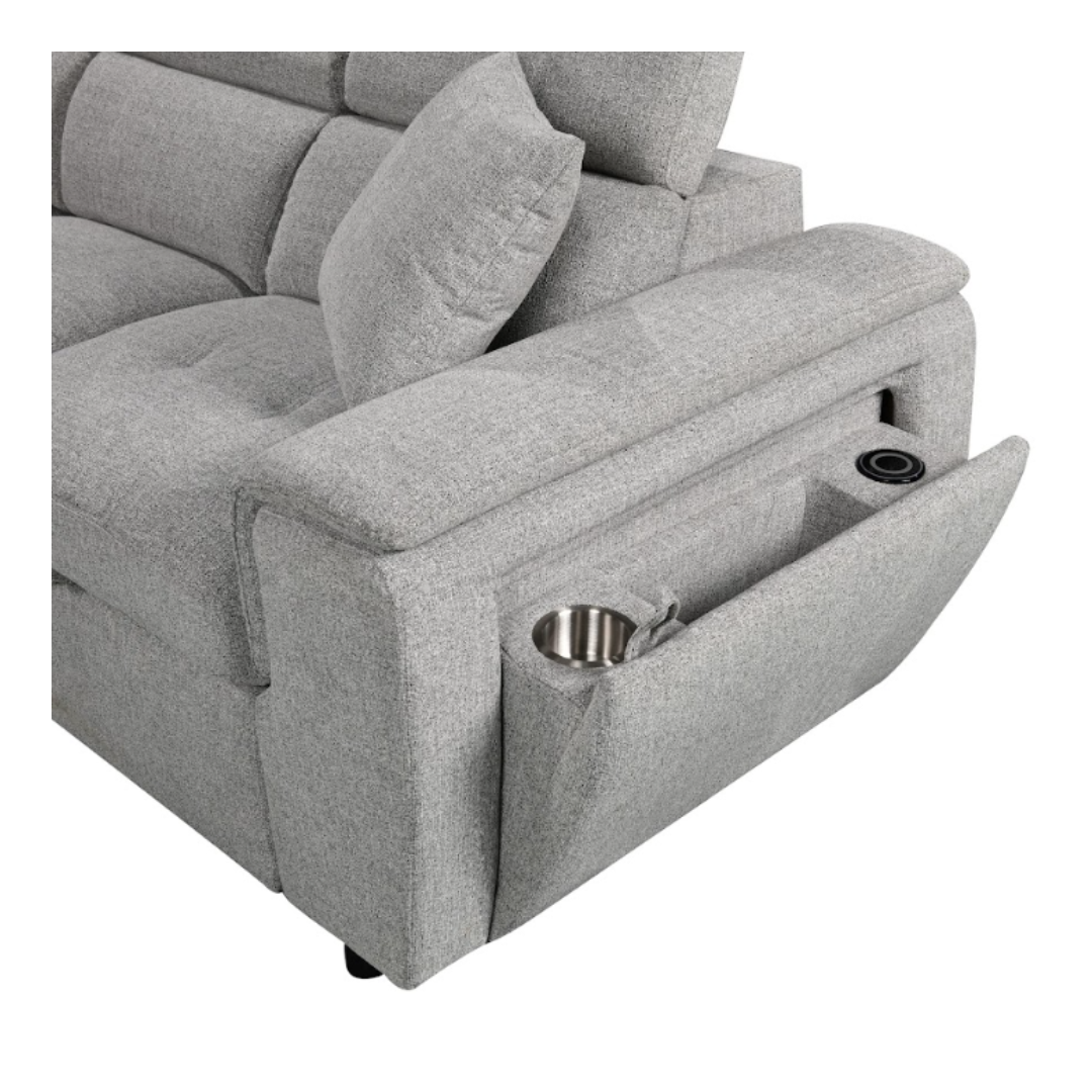 Grove 4 Piece Sectional w/ Dual Pull-Out Sleeper - Grey