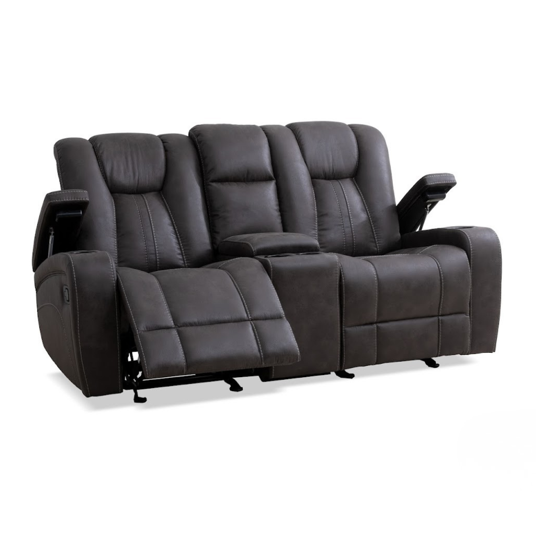 Colt Reclining Loveseat Glider w/Console - Granite Fabric