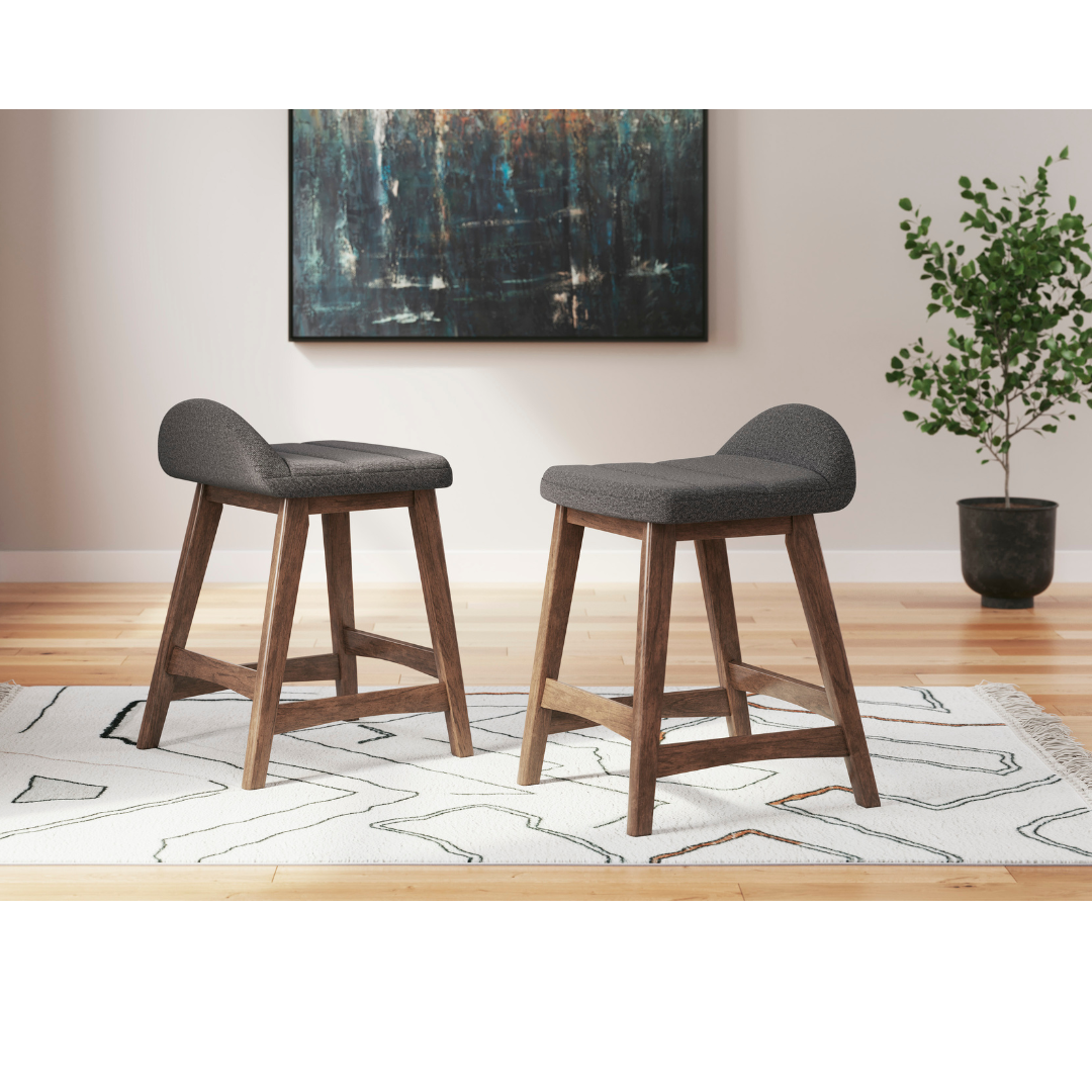 Lyncott Counter Height Stool - Charcoal/Brown