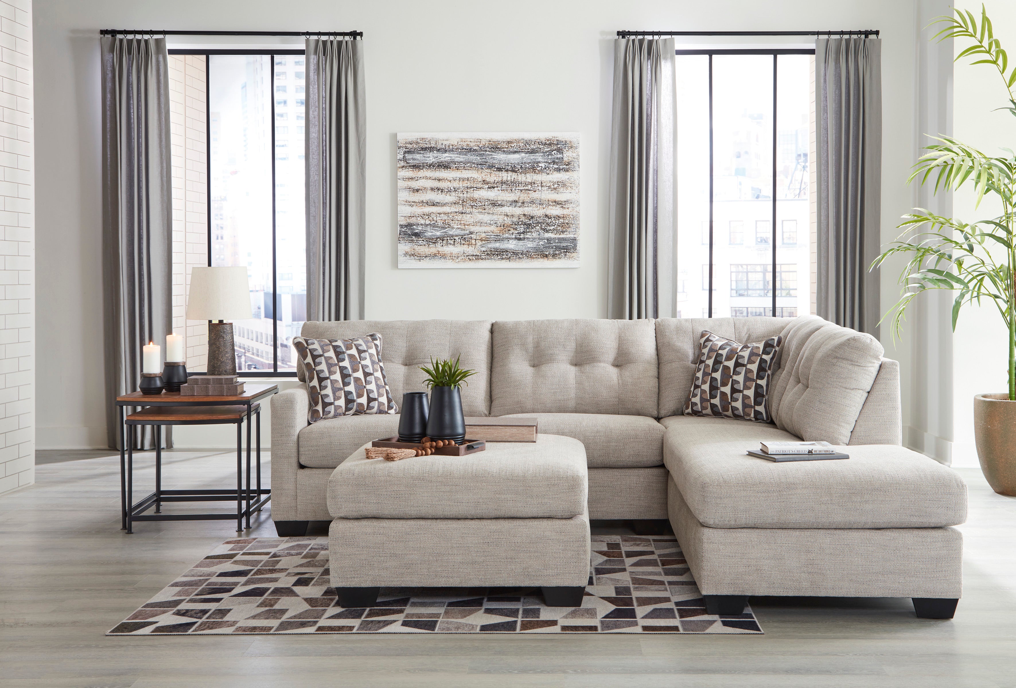 Mahoney 2 Piece Sectional with Chaise - Pebble