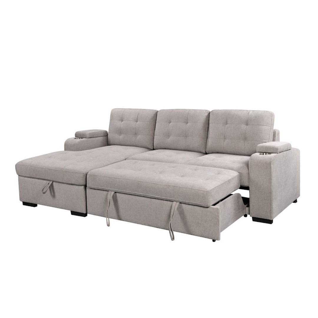Percy 2 Piece Sectional w/ Pull-Out Sleeper - Grey
