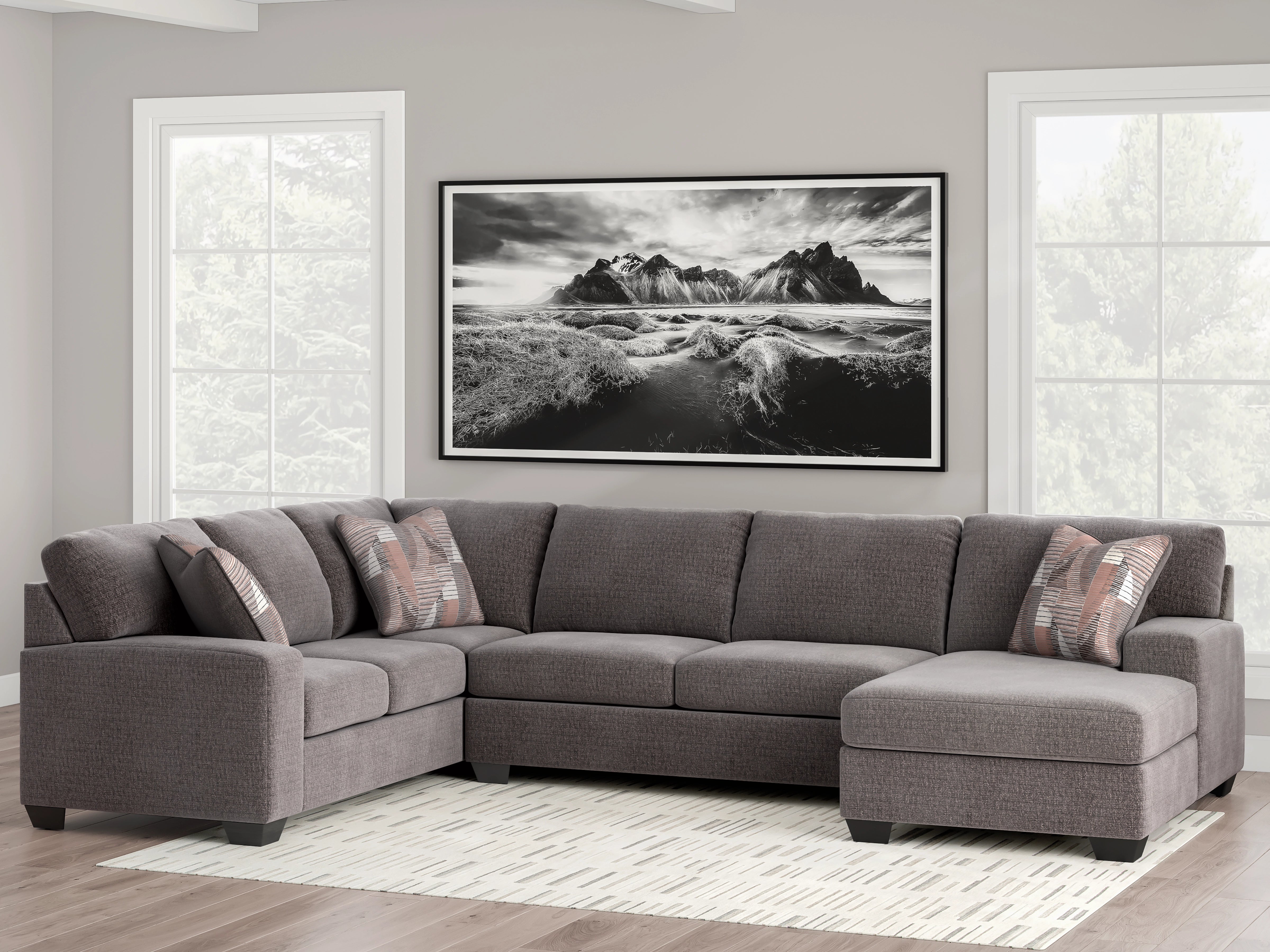 Newellen 3 Piece Sectional with Chaise - Greystone
