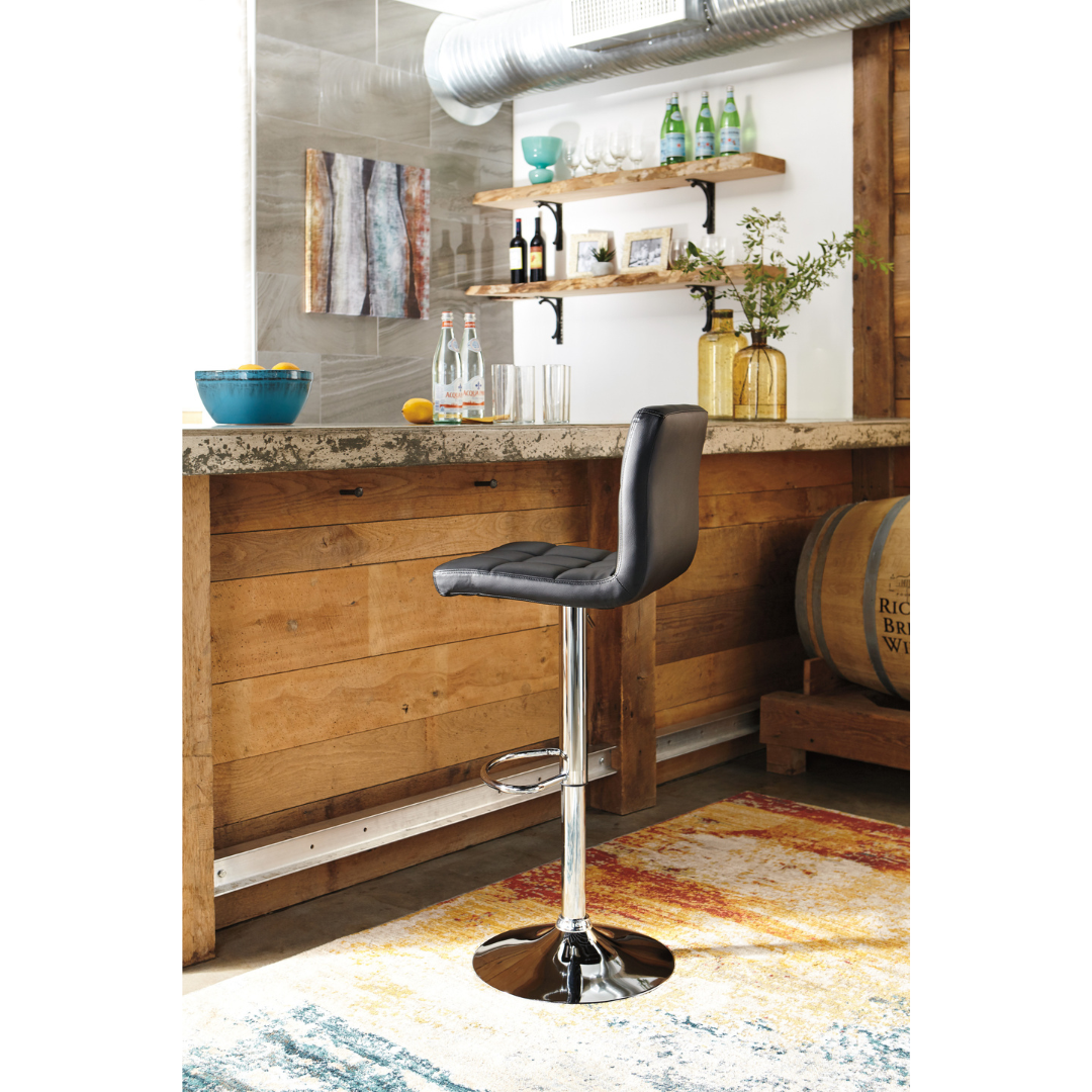 Bellatier Tall UPH Swivel Barstool - Black/Chrome Finish
