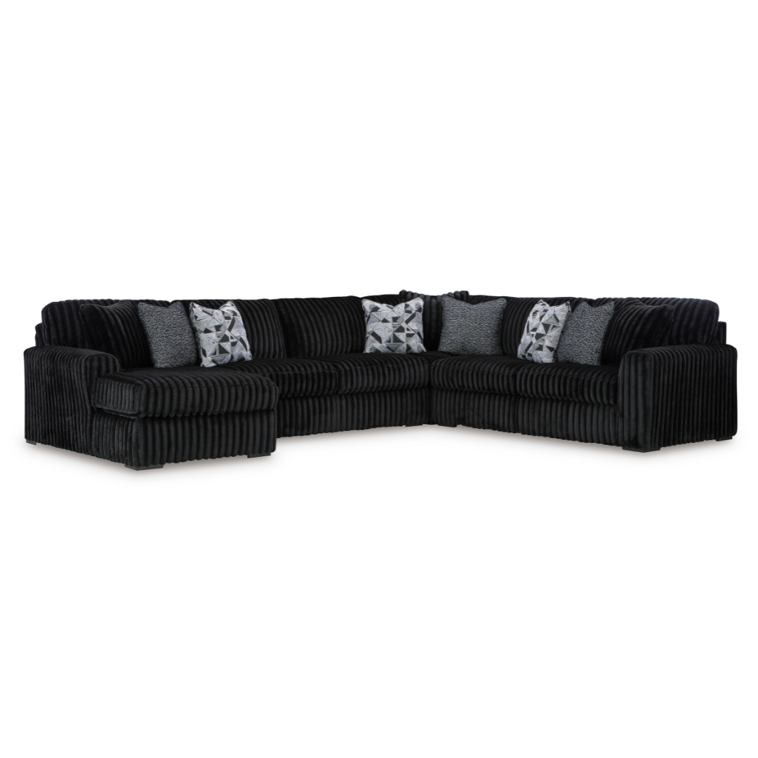 Midnight Madness 4 Piece Sectional with Chaise - Onyx