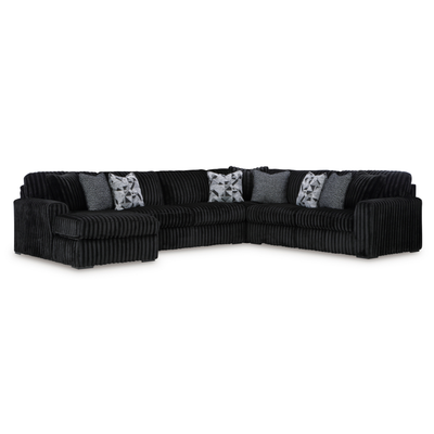 Midnight-Madness - 4 Piece Sectional with Chaise - Onyx