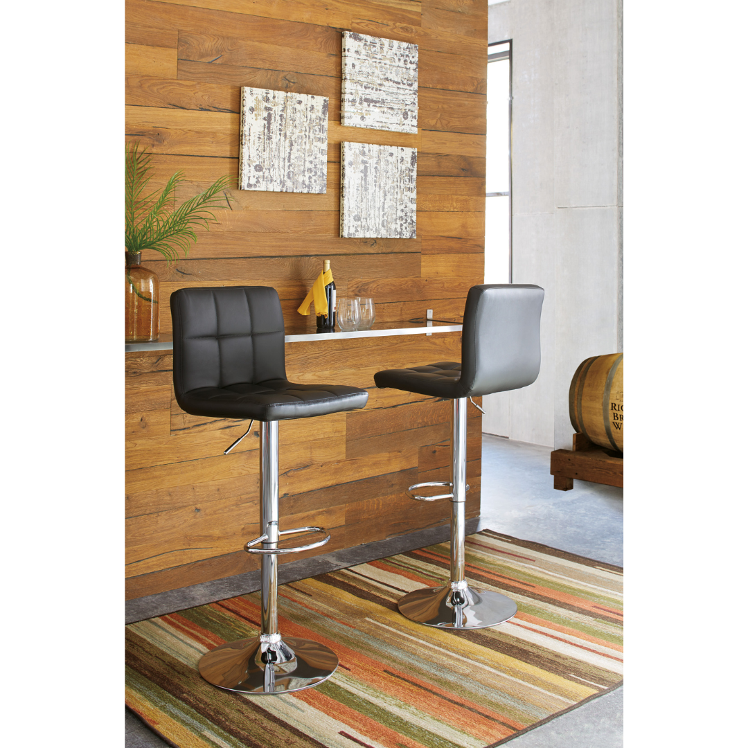 Bellatier Tall UPH Swivel Barstool - Black/Chrome Finish