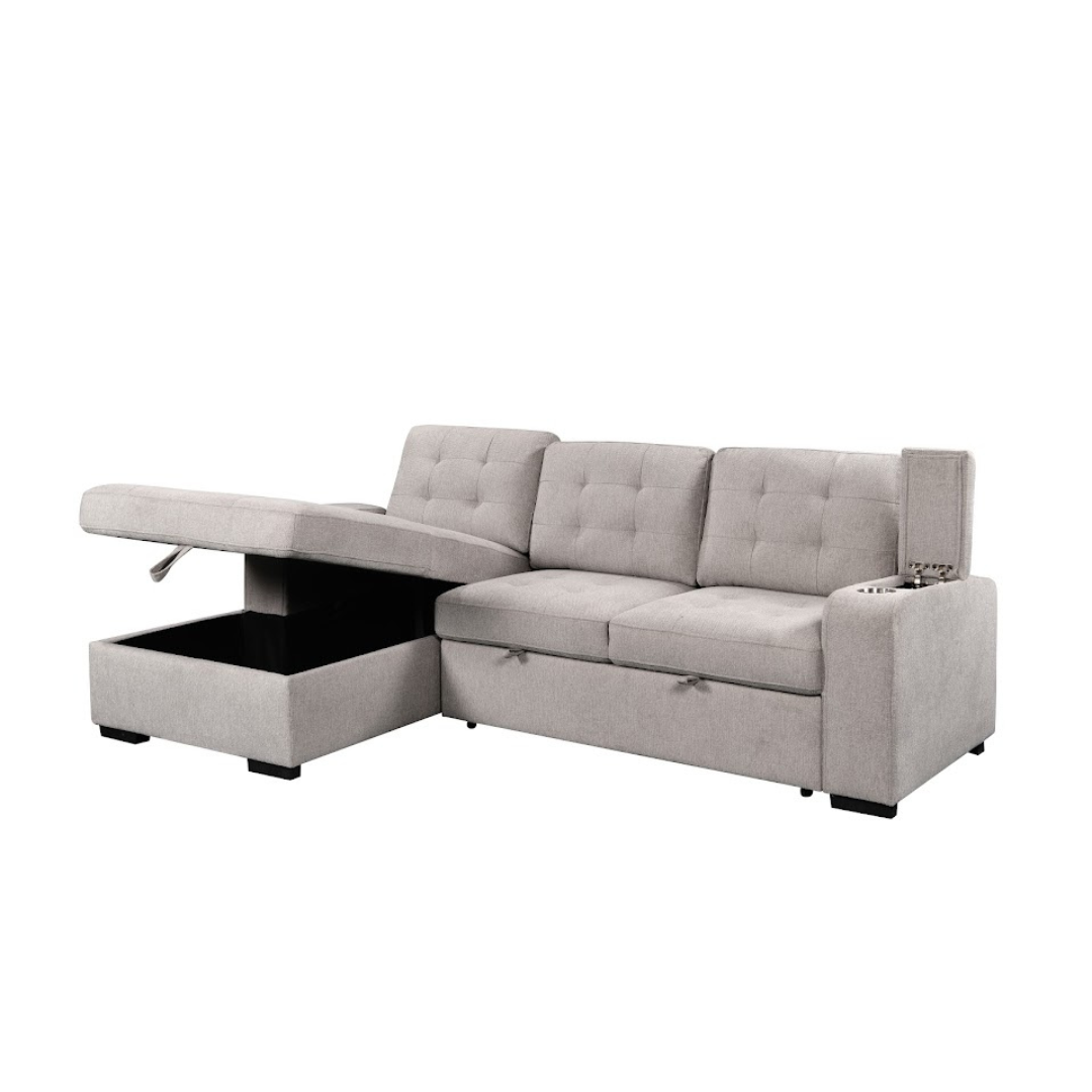 Percy 2 Piece Sectional w/ Pull-Out Sleeper - Grey