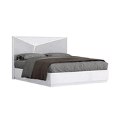 Matrix Bed w/ Led Lights & Lift Storage - Glossy White