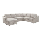 Sarena - 4 Piece Sectional w/ Pull-Out Sleeper - Beige Fabric
