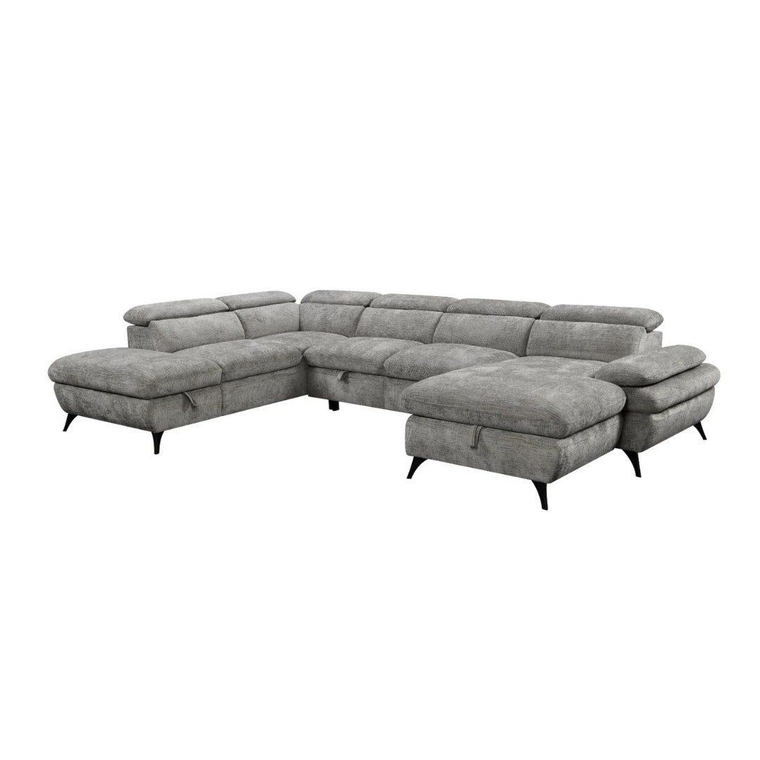 Barcelona 3 Piece Sectional w/ Pull-Out Sleeper - Grey