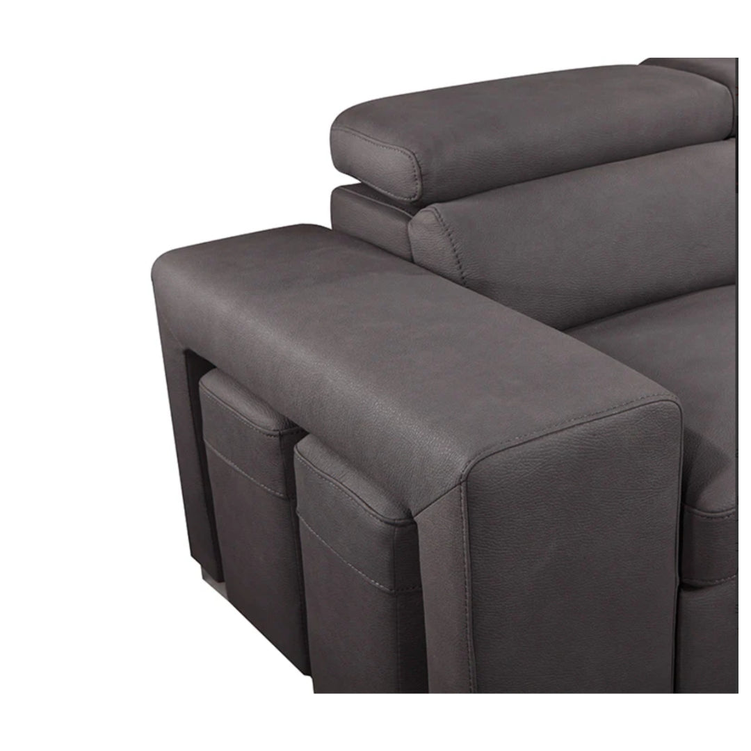 Kenna 3 Piece Sectional w/ Pull-Out Sleeper - Charcoal
