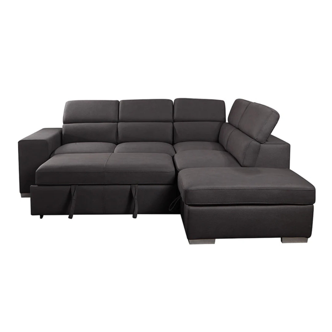 Kenna 3 Piece Sectional w/ Pull-Out Sleeper - Charcoal