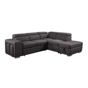 Kenna 3 Piece Sectional w/ Pull-Out Sleeper - Charcoal