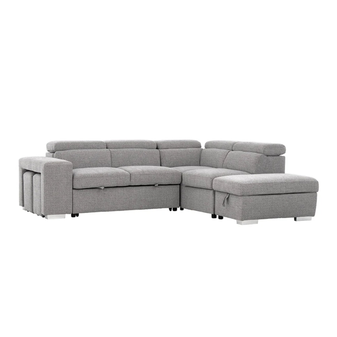 Kenna 3 Piece Sectional w/ Pull-Out Sleeper - Light Grey