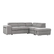 Kenna 3 Piece Sectional w/ Pull-Out Sleeper - Light Grey
