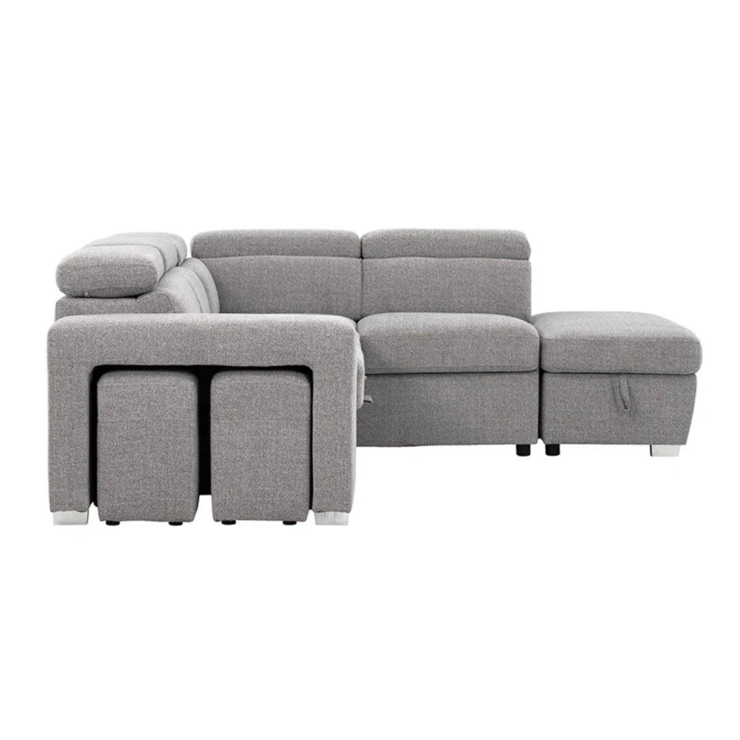 Kenna 3 Piece Sectional w/ Pull-Out Sleeper - Light Grey
