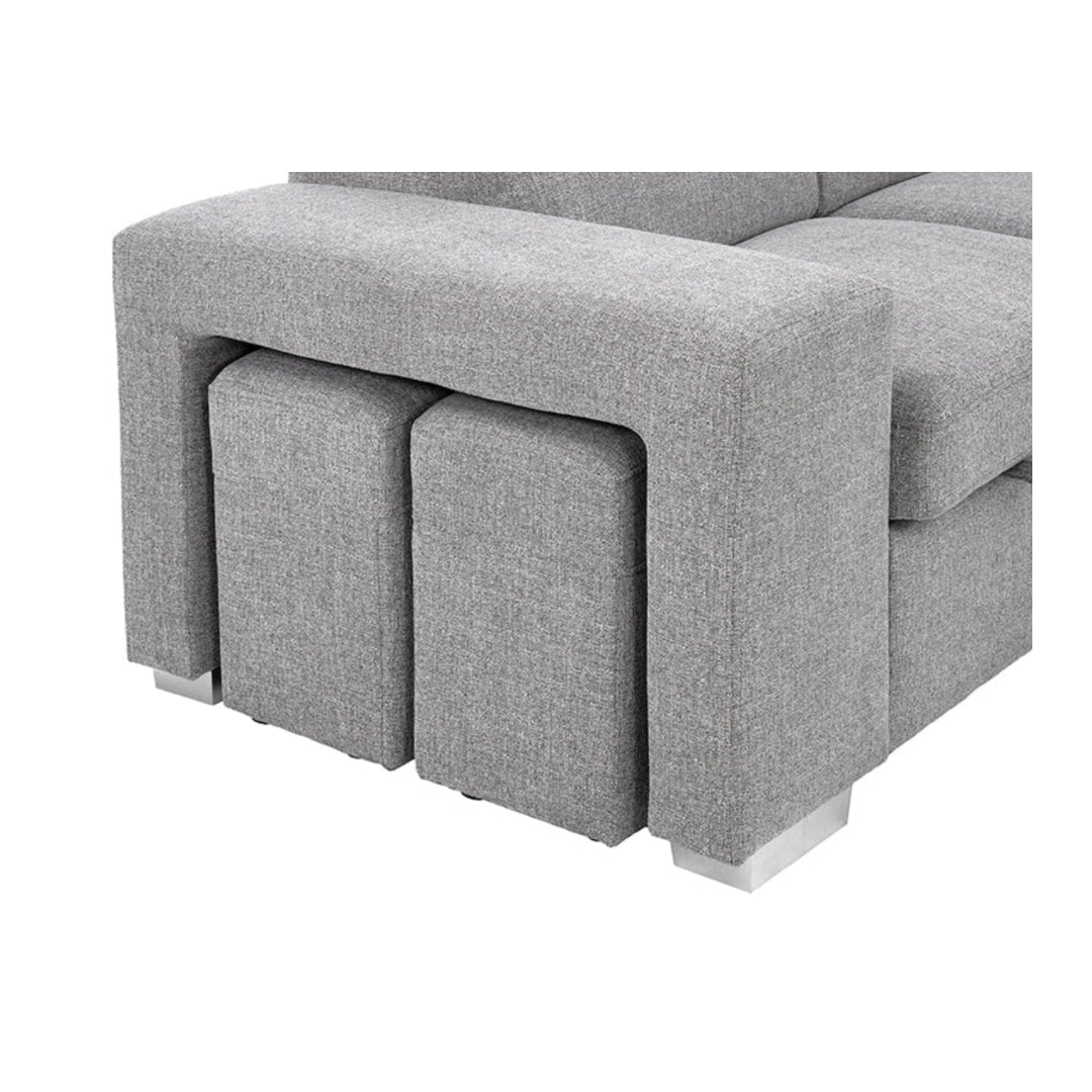 Kenna 3 Piece Sectional w/ Pull-Out Sleeper - Light Grey