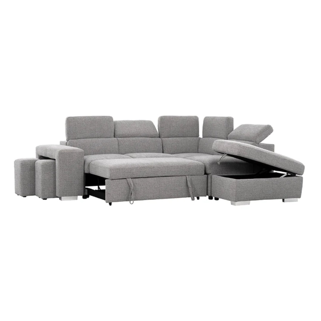 Kenna 3 Piece Sectional w/ Pull-Out Sleeper - Light Grey