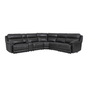 Kansas 6 Piece Sectional - Power Reclining - Granite Leather
