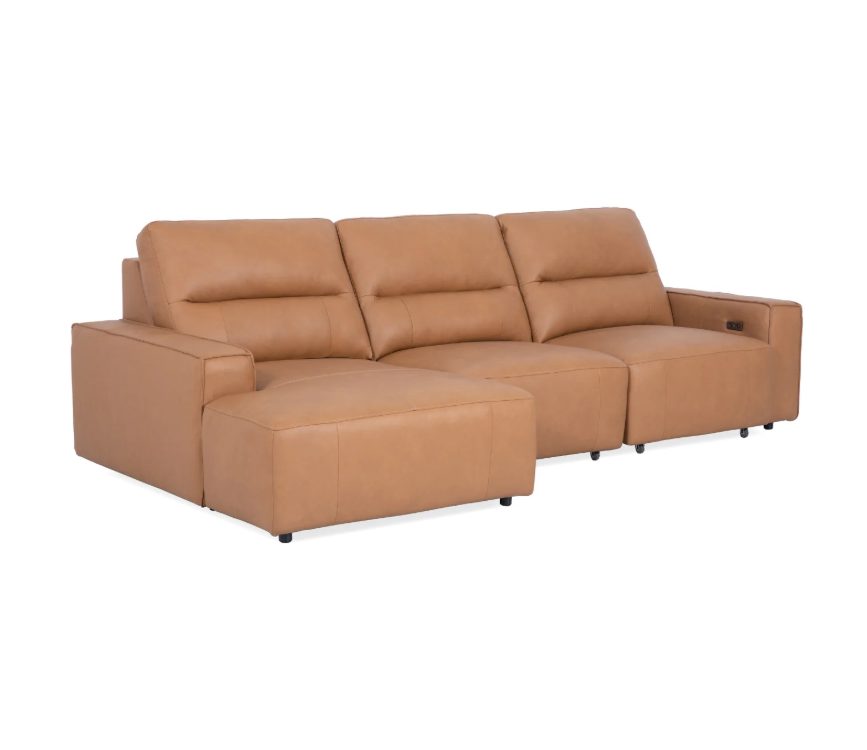 Austin 3 Piece Sectional - Power Slider - Antelope Leather