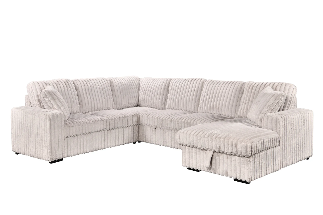 Hush 4 Piece Sectional w/ Pull-Out Sleeper - Greige Fabric