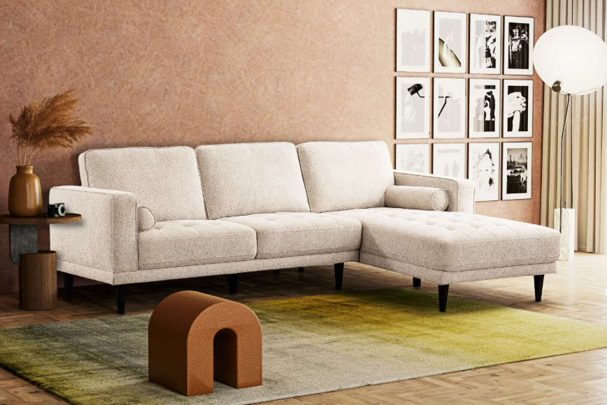 Reign 2 Piece Sectional - Oat Beige Fabric