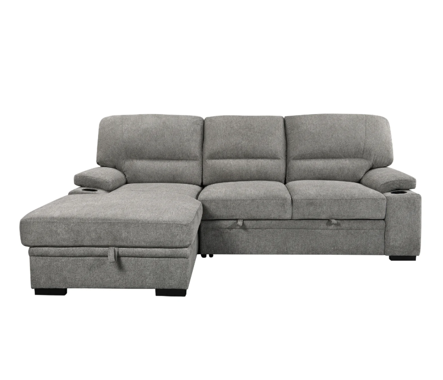 Philly 2 Piece Sectional w/ Pull-Out Sleeper - Ash Fabric