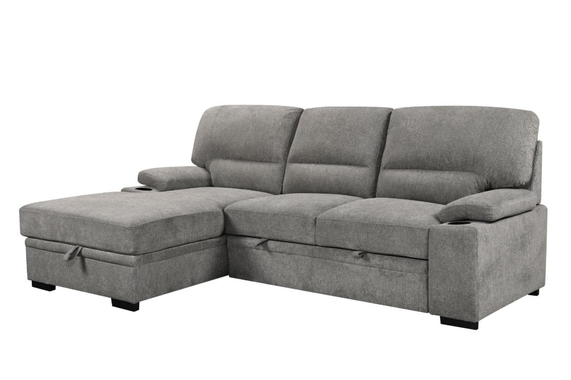 Philly 2 Piece Sectional w/ Pull-Out Sleeper - Ash Fabric