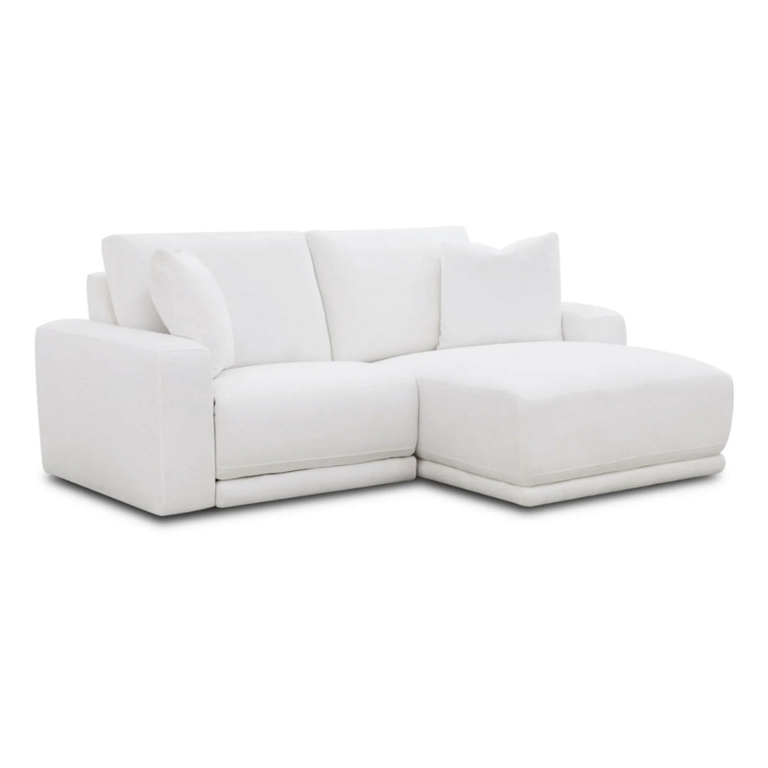Stratus 2 Piece Sectional - Power Reclining w/ Power Headrest - White Fabric