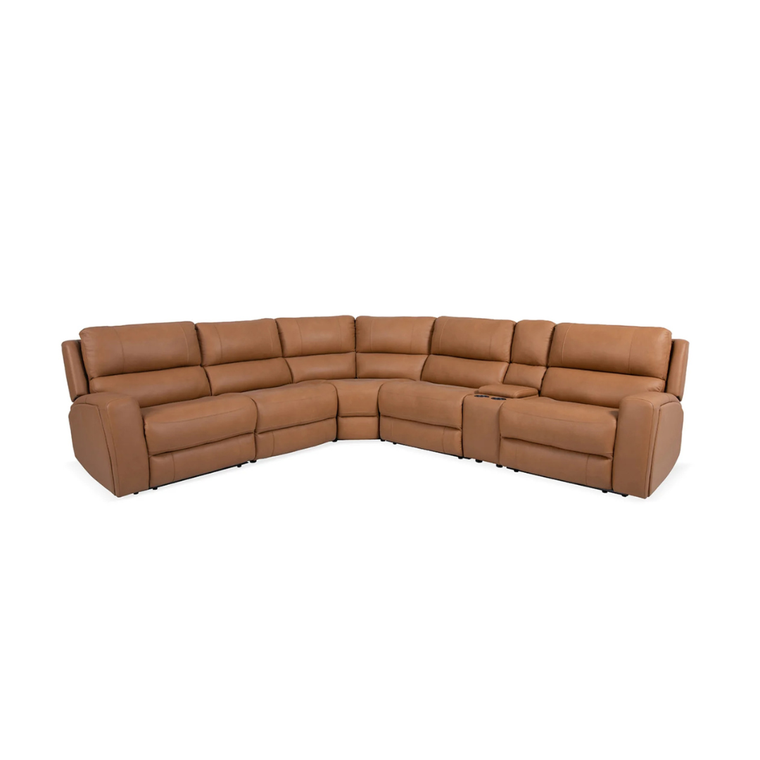 Rocco 6 Piece Sectional - Power Reclining w/ Power Headrests - Antelope Leather