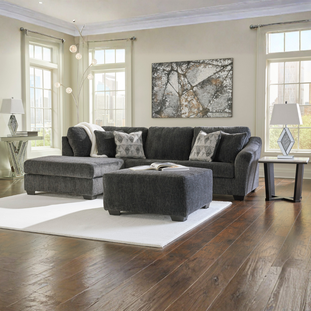 Biddeford 2 Piece Sectional with Chaise - Ebony