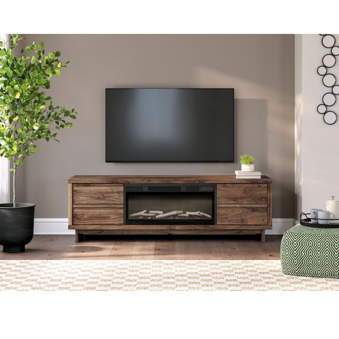 Zadilyn XL TV Stand w/Fireplace Option - Brown